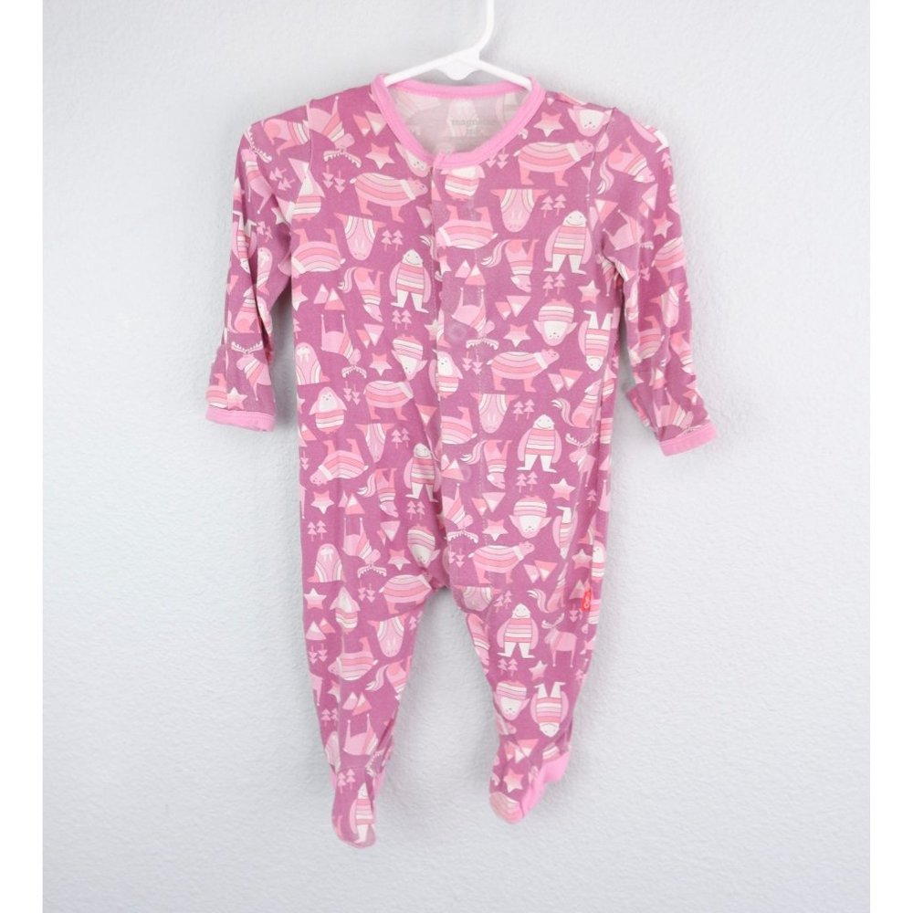 Magnetic Me Pink & Purple Yeti Modal Blend Baby Footie, 0-3 months